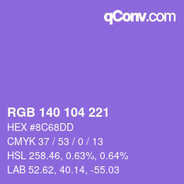 カラーコード: RGB 140 104 221 | qconv.com