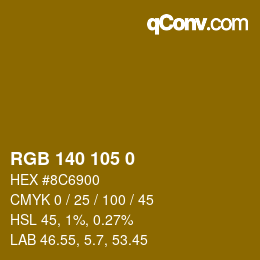 Color code: RGB 140 105 0 | qconv.com