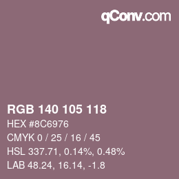 颜色代码: RGB 140 105 118 | qconv.com