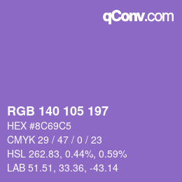 カラーコード: RGB 140 105 197 | qconv.com