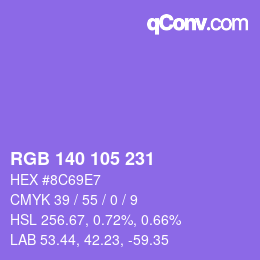 Color code: RGB 140 105 231 | qconv.com