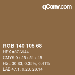 Color code: RGB 140 105 68 | qconv.com