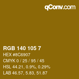 カラーコード: RGB 140 105 7 | qconv.com
