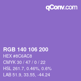 Farbcode: RGB 140 106 200 | qconv.com
