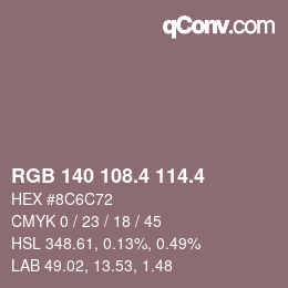 カラーコード: RGB 140 108.4 114.4 | qconv.com