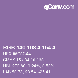 カラーコード: RGB 140 108.4 164.4 | qconv.com
