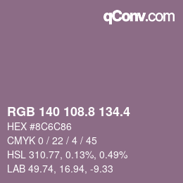 カラーコード: RGB 140 108.8 134.4 | qconv.com