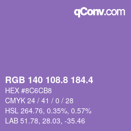 カラーコード: RGB 140 108.8 184.4 | qconv.com