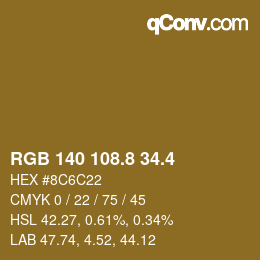 カラーコード: RGB 140 108.8 34.4 | qconv.com