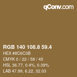 カラーコード: RGB 140 108.8 59.4 | qconv.com