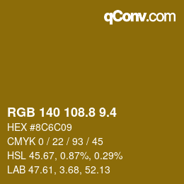 カラーコード: RGB 140 108.8 9.4 | qconv.com