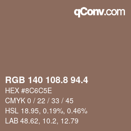 カラーコード: RGB 140 108.8 94.4 | qconv.com