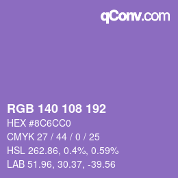 カラーコード: RGB 140 108 192 | qconv.com
