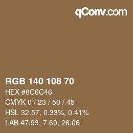 Farbcode: RGB 140 108 70 | qconv.com