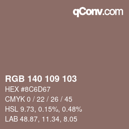 Code couleur: RGB 140 109 103 | qconv.com