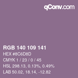Color code: RGB 140 109 141 | qconv.com