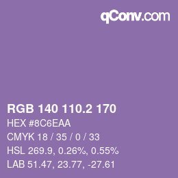 カラーコード: RGB 140 110.2 170 | qconv.com