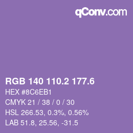 カラーコード: RGB 140 110.2 177.6 | qconv.com