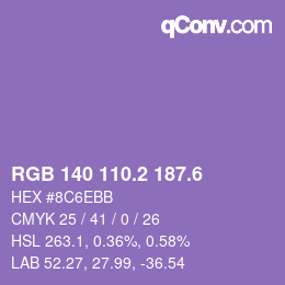 カラーコード: RGB 140 110.2 187.6 | qconv.com