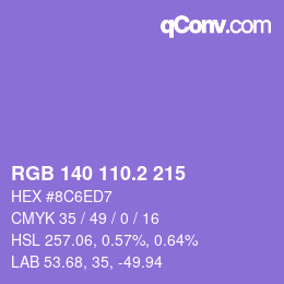 カラーコード: RGB 140 110.2 215 | qconv.com