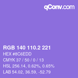 カラーコード: RGB 140 110.2 221 | qconv.com