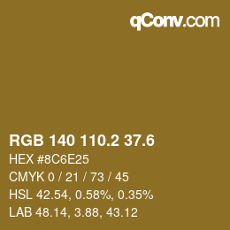 カラーコード: RGB 140 110.2 37.6 | qconv.com