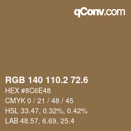 カラーコード: RGB 140 110.2 72.6 | qconv.com