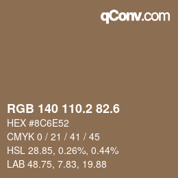カラーコード: RGB 140 110.2 82.6 | qconv.com