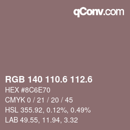 カラーコード: RGB 140 110.6 112.6 | qconv.com