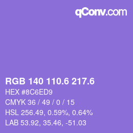 カラーコード: RGB 140 110.6 217.6 | qconv.com