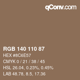 Code couleur: RGB 140 110 87 | qconv.com