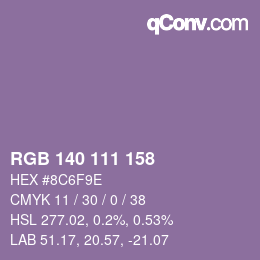 カラーコード: RGB 140 111 158 | qconv.com