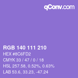 Color code: RGB 140 111 210 | qconv.com