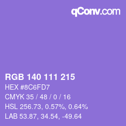 Color code: RGB 140 111 215 | qconv.com