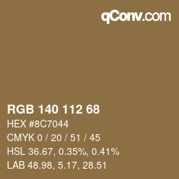 Color code: RGB 140 112 68 | qconv.com