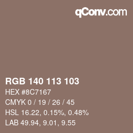 Color code: RGB 140 113 103 | qconv.com