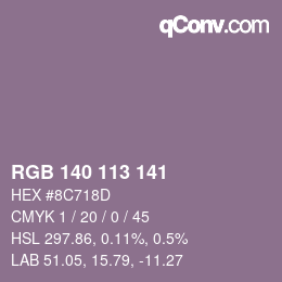Color code: RGB 140 113 141 | qconv.com