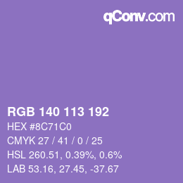 Color code: RGB 140 113 192 | qconv.com