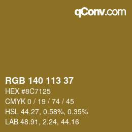 カラーコード: RGB 140 113 37 | qconv.com