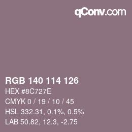 カラーコード: RGB 140 114 126 | qconv.com