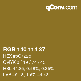 Color code: RGB 140 114 37 | qconv.com