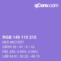 カラーコード: RGB 140 115 215 | qconv.com