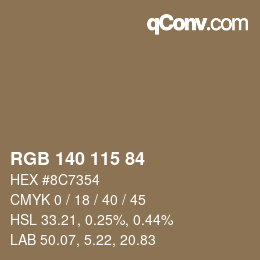 Farbcode: RGB 140 115 84 | qconv.com