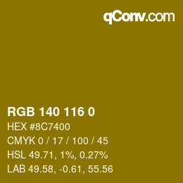 Color code: RGB 140 116 0 | qconv.com