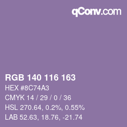 カラーコード: RGB 140 116 163 | qconv.com