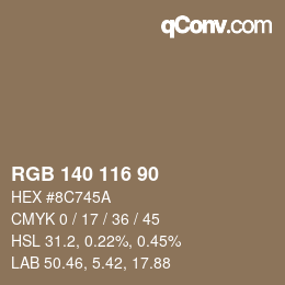 Código de color: RGB 140 116 90 | qconv.com