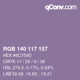 カラーコード: RGB 140 117 157 | qconv.com