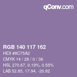 カラーコード: RGB 140 117 162 | qconv.com