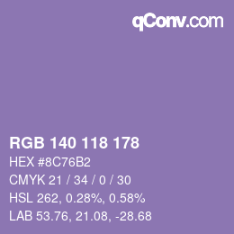 Color code: RGB 140 118 178 | qconv.com