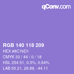 颜色代码: RGB 140 118 209 | qconv.com